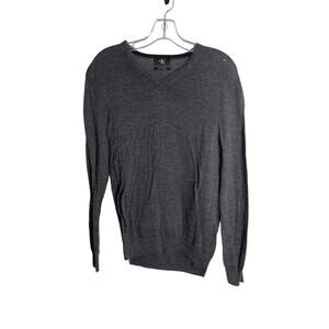 Calvin Klein Mens Pullover Sweater Size Small Charcoal Gray V Neck Merino Wool